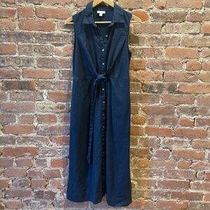 J Jill Tie Front Shirtdress - Navy - S